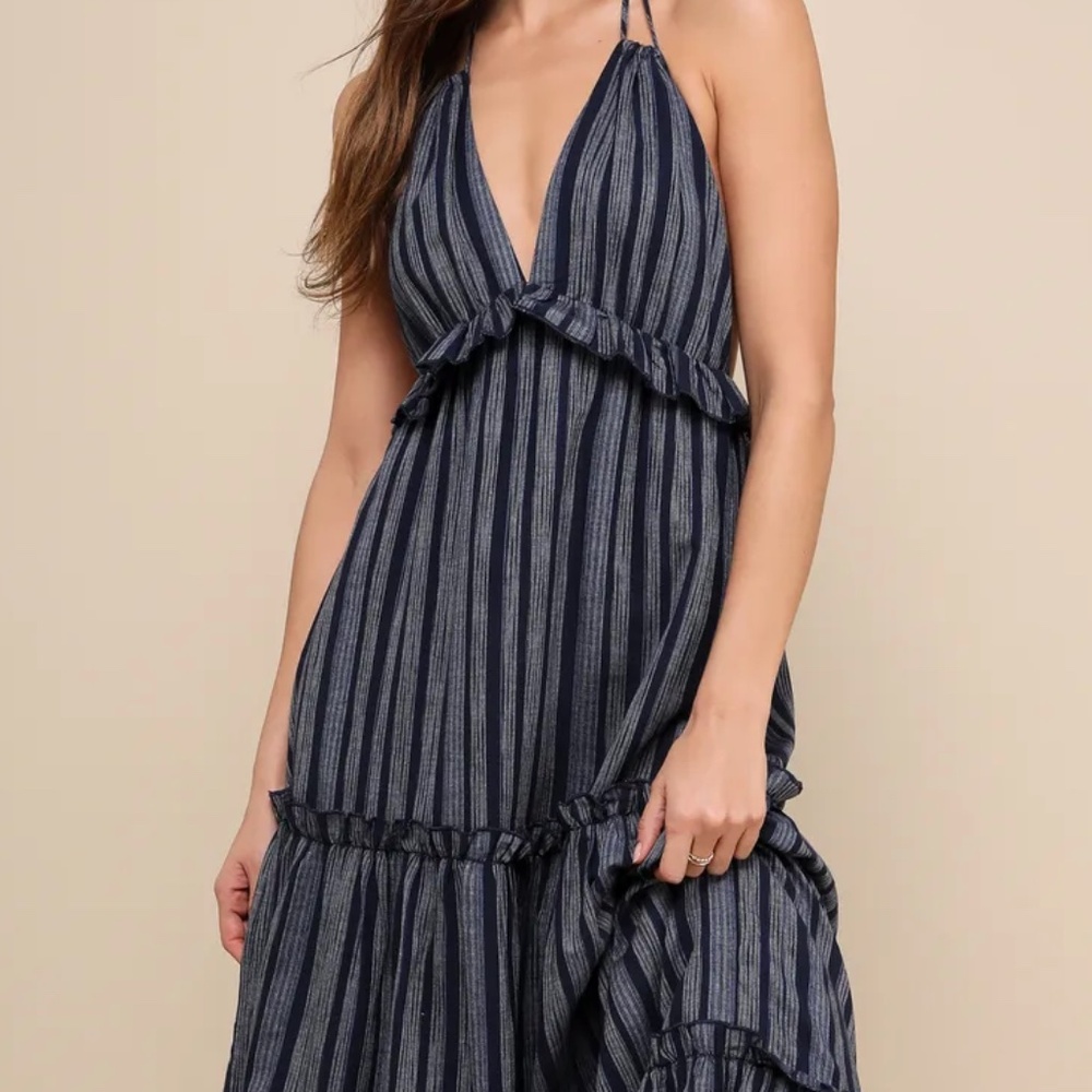 Striped Halter Maxi Dress Lulus